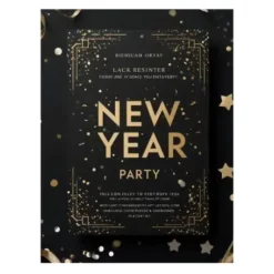 a4 new year eve party invite printed — single sheet new print