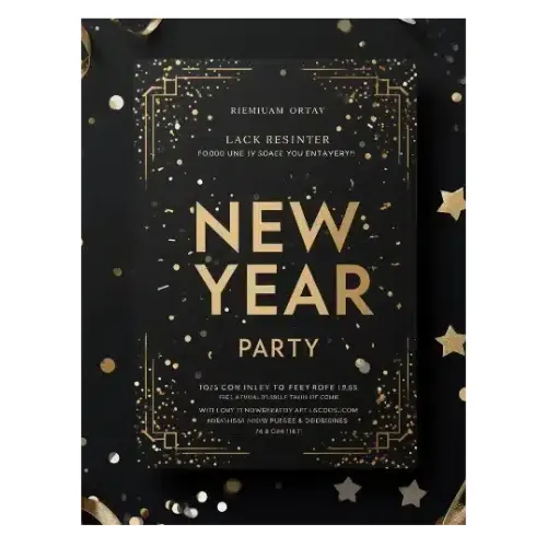 a4 new year eve party invite printed — single sheet new print