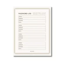 a4 password log sheet printed — single page password organiser sheet