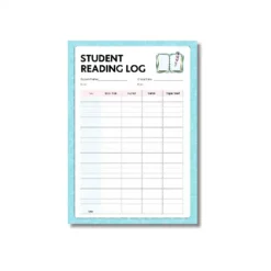 a4 reading log sheet printed — single page reading organiser sheet