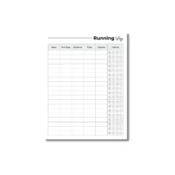 a4 running training log printed — single page running organiser sheet