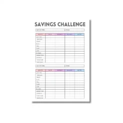 a4 savings goal tracker printed — single page savings organiser sheet