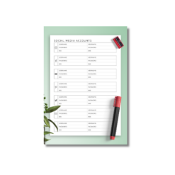 a4 social media planner printed — single page social organiser sheet