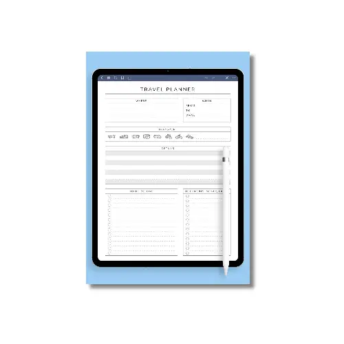 a4 travel packing list printed — single page travel organiser sheet