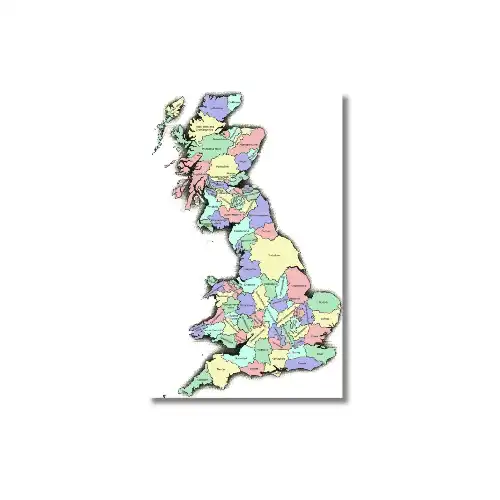 a4 uk counties map sheet printed — single sheet uk practice