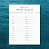 a4 water intake tracker printed — single page water organiser sheet