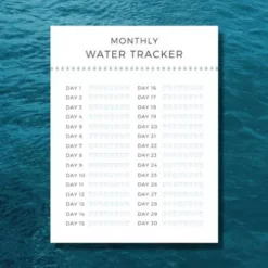 a4 water intake tracker printed — single page water organiser sheet