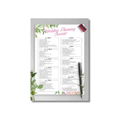 a4 wedding planning checklist printed — single page wedding organiser sheet