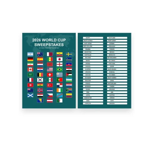 a4 world cup sweepstake printed — single sheet world print