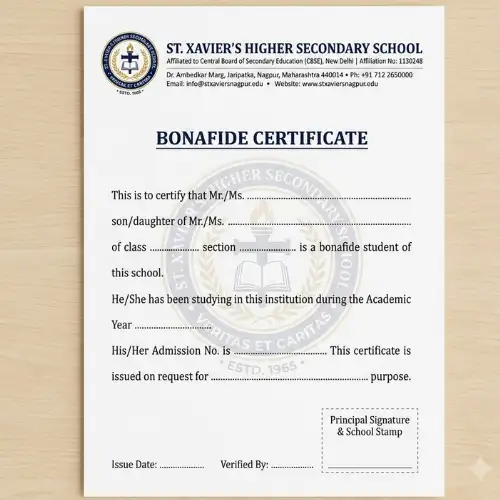 bonafide certificate letterhead a4