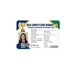 quiz competition winner pvc card