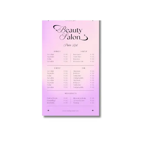 salon price list a4 poster