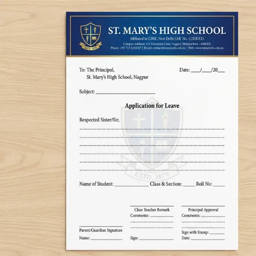 school leave letter format letterhead