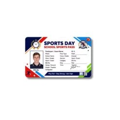 school sports day pvc pass card