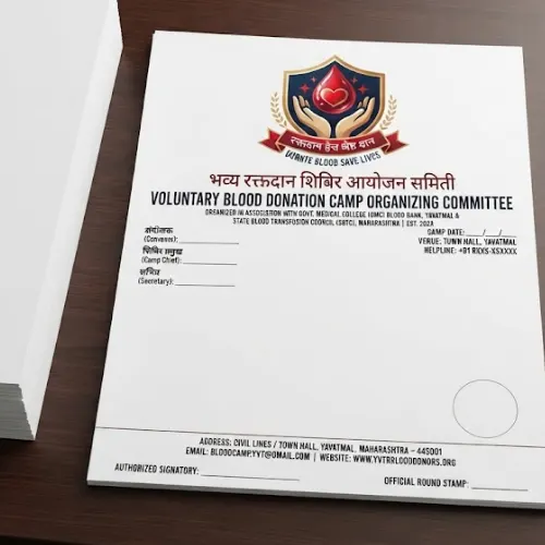 blood donation camp letterhead a4