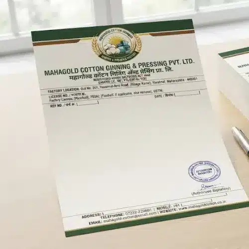 cotton ginning factory letterhead a4