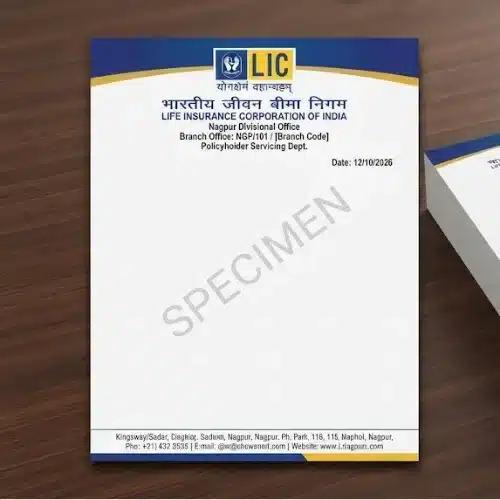 lic branch office letterhead a4