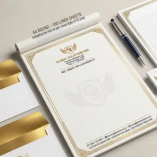 metallic gold header letterhead a4
