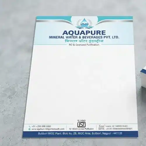 mineral water company letterhead a4