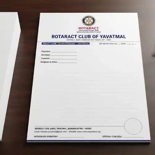 rotaract club letterhead a4 print