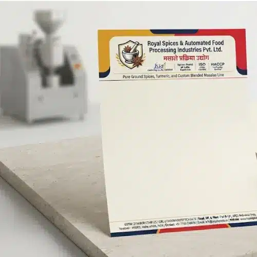 spice processing factory letterhead a4