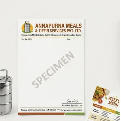 tiffin service letterhead a4 print