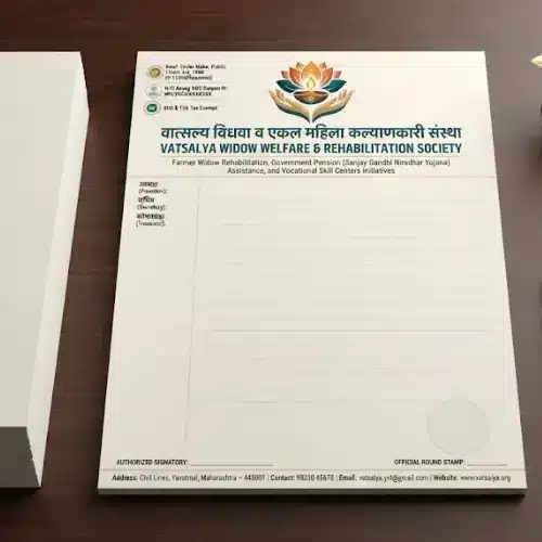 widow welfare society letterhead a4